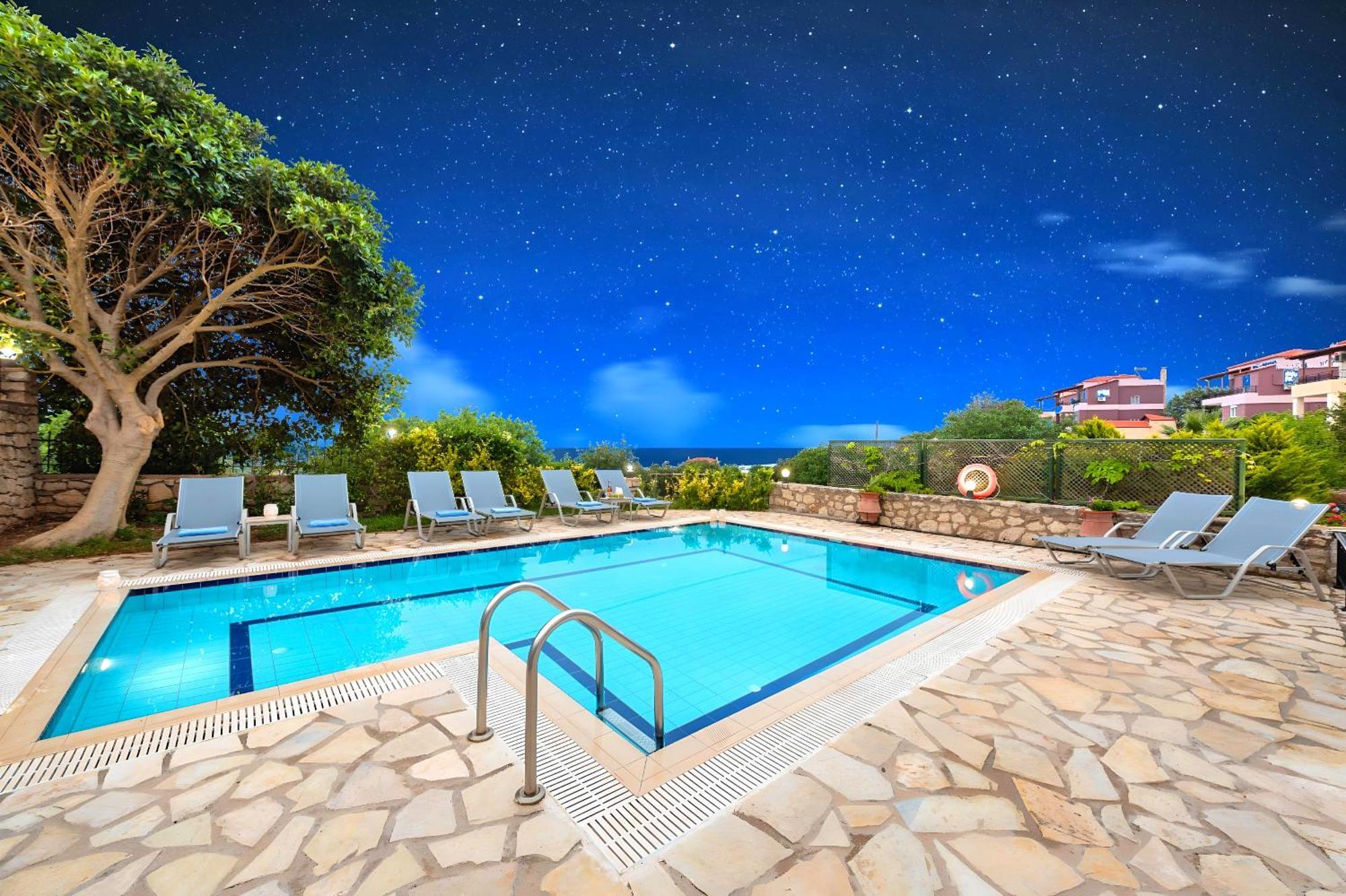 Mare Blue Villas Heated Pool Kournás Exterior foto